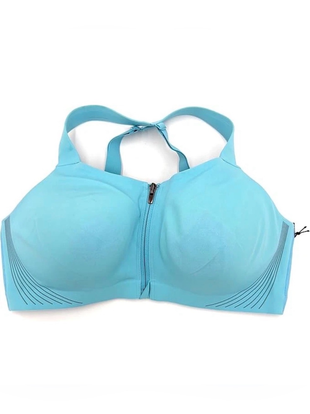Victoria's Secret VSX Blue High Support Zip-Front Racerback Sports Bra 38D